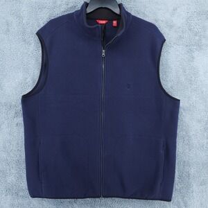 Izod Vest Mens XLT Navy Full Zip Performance Fleece Side Pockets